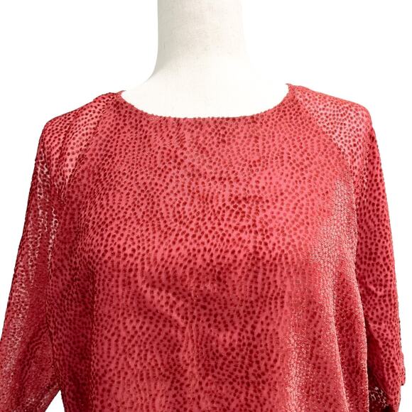 Jigsaw Top Women Size 10‎ Red Tufted Velvet Dots Dressy Layered Blouse (15) - Picture 9 of 11